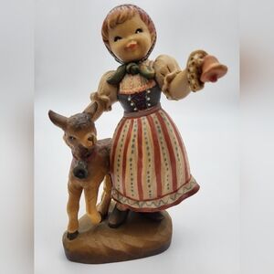 Vintage Anri Wood Carving 'Spring Arrival' 6 in
